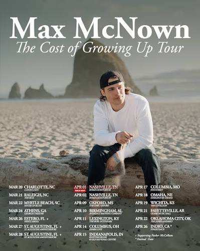 Max McNown 2026–2027 concert poster